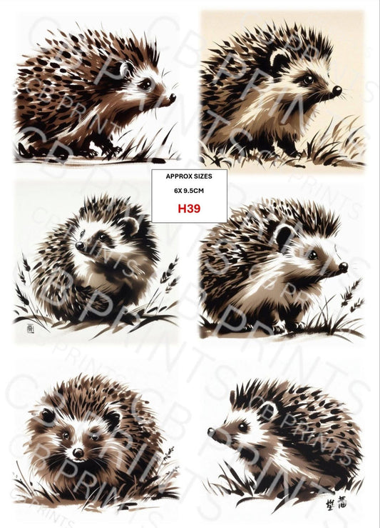 Hedgehog Decoupage Print H39 | Mulberry Paper