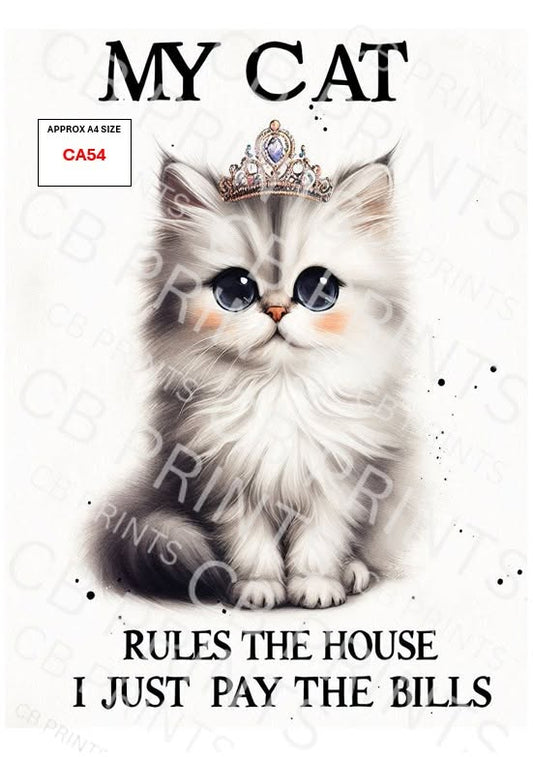 Funny Cat Decoupage Paper CA54 – Mulberry Paper Print