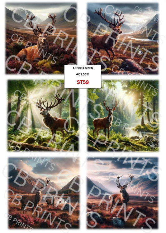 Stag Decoupage Print ST59 | Mulberry Paper