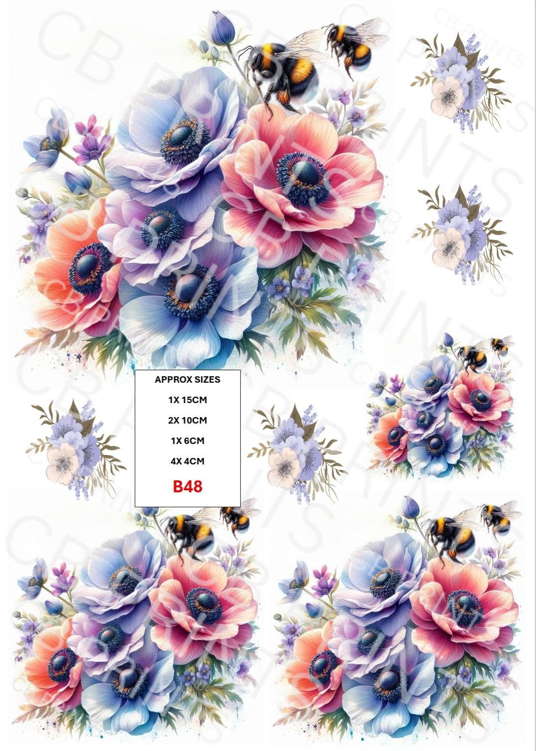 Bee Decoupage Print B48 | Mulberry Paper