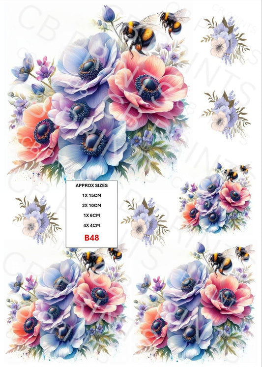 Bee Decoupage Print B48 | Mulberry Paper