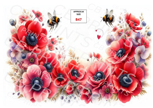 Bee Decoupage Print B47 | Mulberry Paper