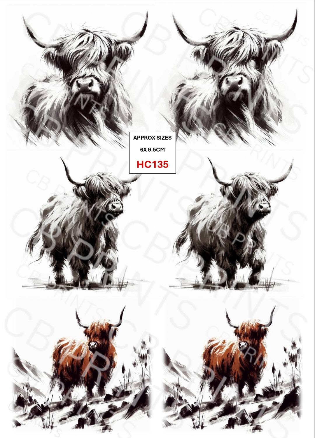Highland Cow Decoupage Print HC135 | Mulberry Paper