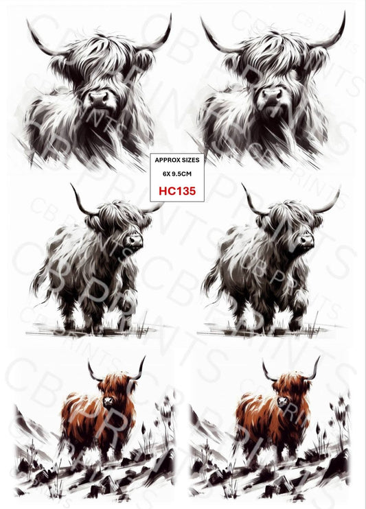 Highland Cow Decoupage Print HC135 | Mulberry Paper
