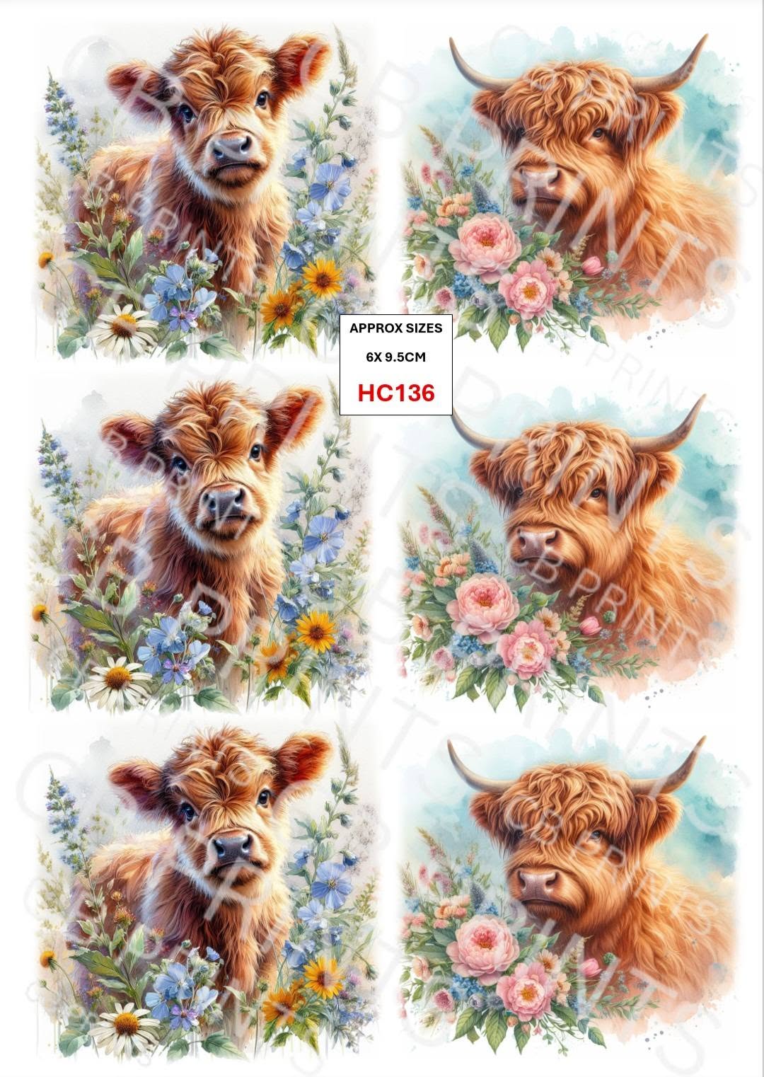 Highland Cow Decoupage Print HC136 | Mulberry Paper