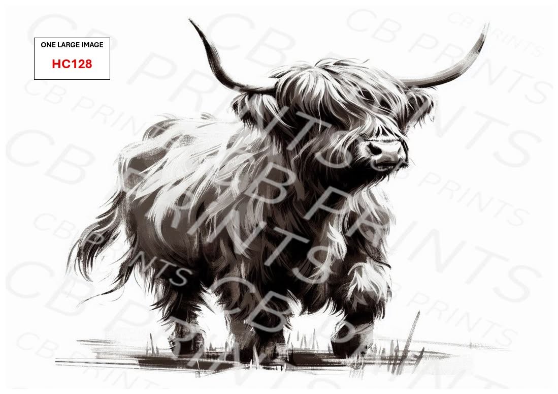 Highland Cow Decoupage Print HC128 | Mulberry Paper