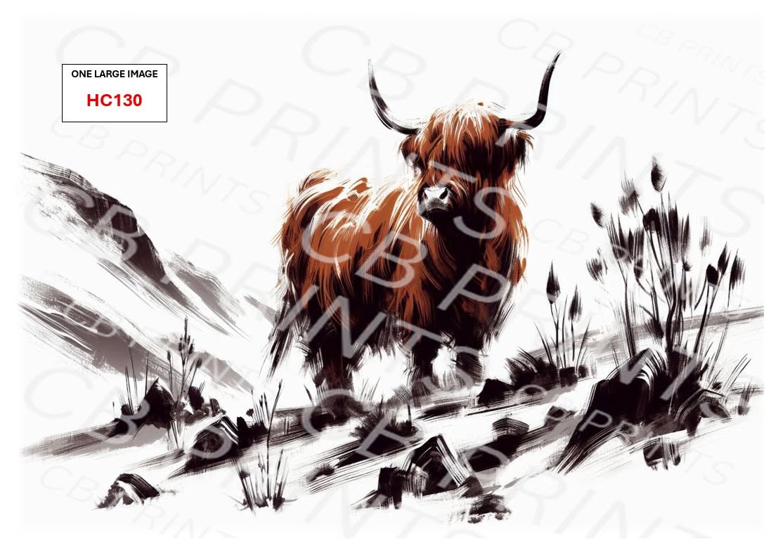 Highland Cow Decoupage Print HC130 | Mulberry Paper