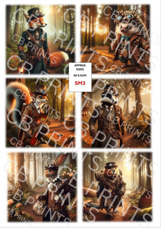 Steampunk Mixed Animal Decoupage Paper SM3 – Mulberry Paper Print