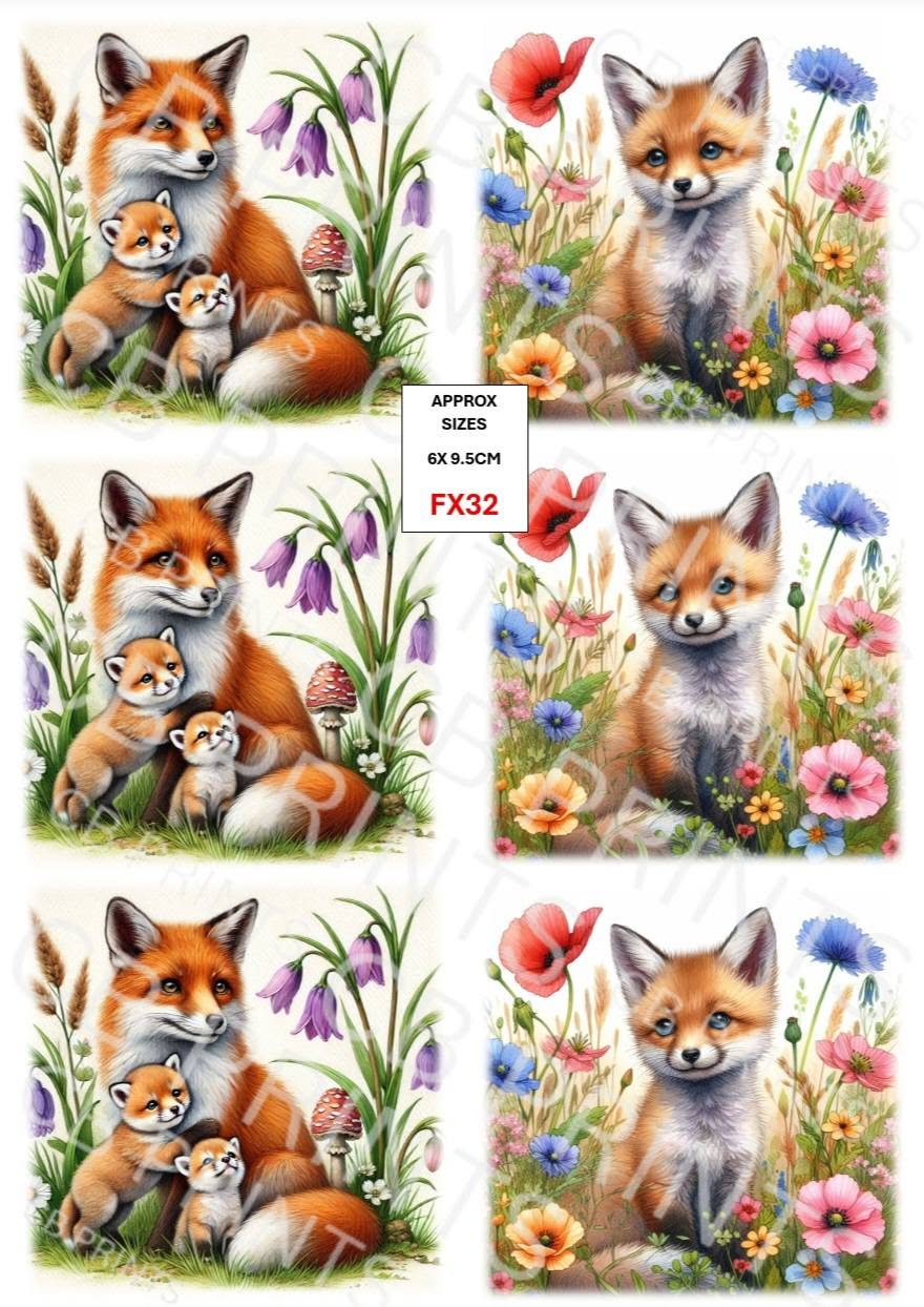 Fox Decoupage Print FX32 | Mulberry Paper
