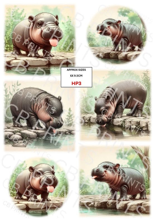 Hippo Decoupage Paper Print HP3 – Mulberry Paper