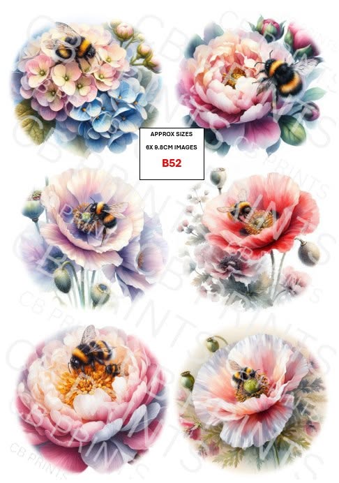 Bee Decoupage Print B52 | Mulberry Paper