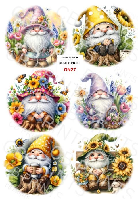 Gnome/Gonk Decoupage Paper Print GN27 – Mulberry Paper