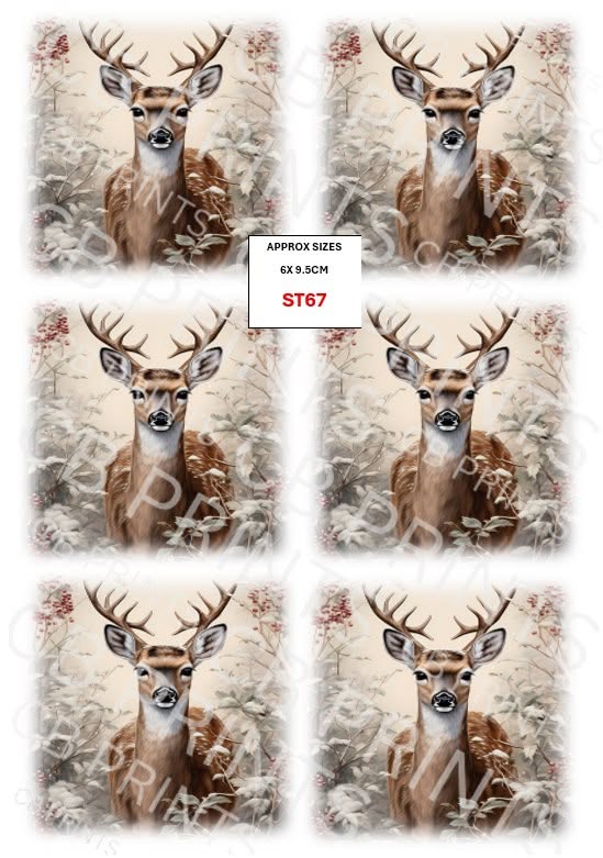 Stag Decoupage Print ST67 | Mulberry Paper