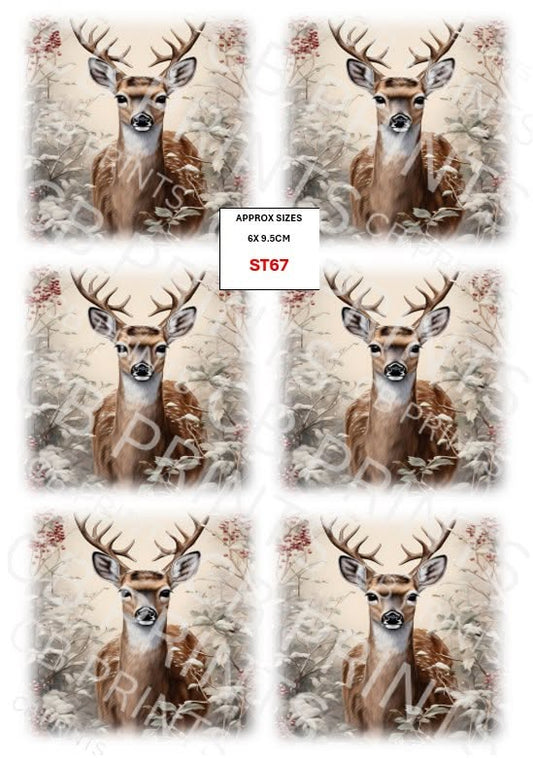 Stag Decoupage Print ST67 | Mulberry Paper