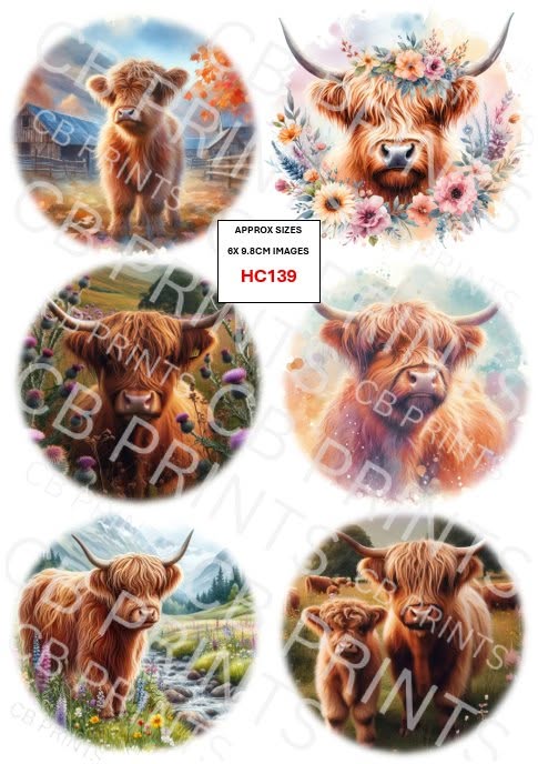 Highland Cow Decoupage Print HC139 | Mulberry Paper