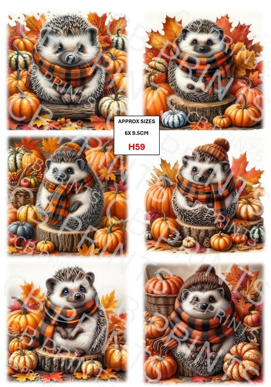 Hedgehog Decoupage Print H59 | Mulberry Paper