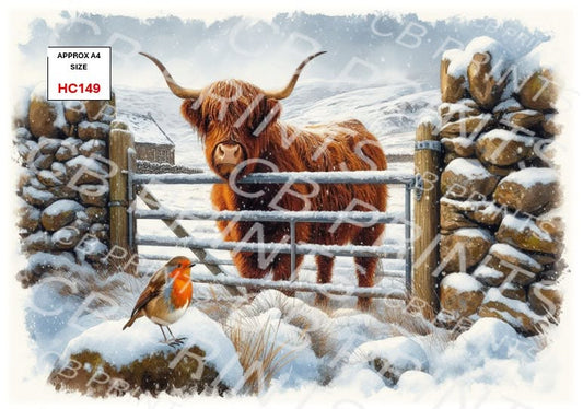 Christmas highland cow Decoupage Paper Print HC149 – Mulberry Paper