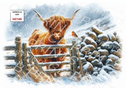 Christmas highland cow Decoupage Paper Print HC145 – Mulberry Paper