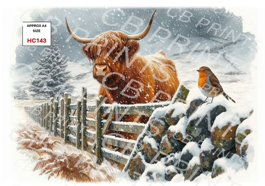 Christmas highland cow Decoupage Paper Print HC143 – Mulberry Paper