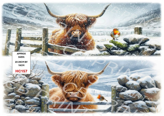 Christmas highland cow Decoupage Paper Print HC157 – Mulberry Paper