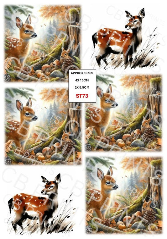 Stag Decoupage Print ST73 | Mulberry Paper