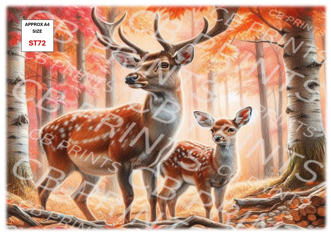 Stag Decoupage Print ST72 | Mulberry Paper