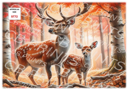 Stag Decoupage Print ST72 | Mulberry Paper
