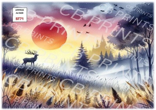 Stag Decoupage Print ST71 | Mulberry Paper