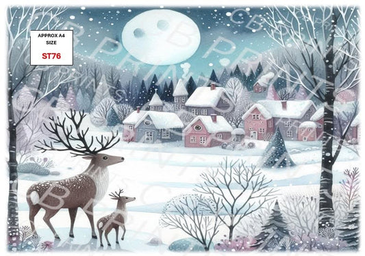 Stag Decoupage Print ST76 | Mulberry Paper