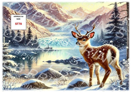 Stag Decoupage Print ST78 | Mulberry Paper