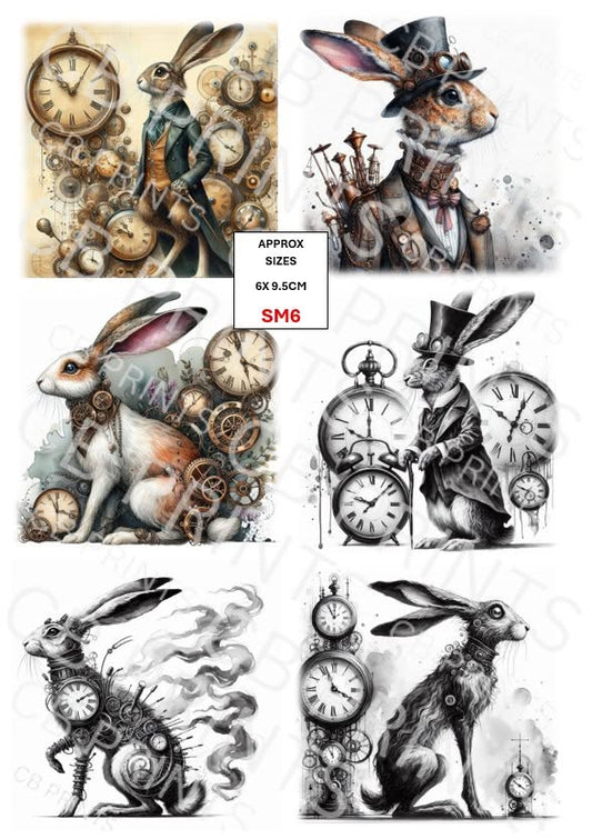 Steampunk Hare - Rabbit Decoupage Paper Print SM6 – Mulberry Paper