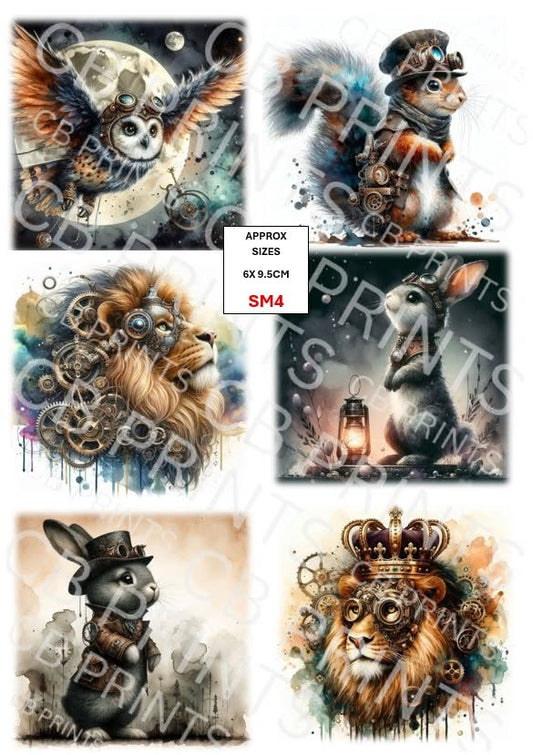 Steampunk Mixed Animal Decoupage Paper SM4 – Mulberry Paper Print