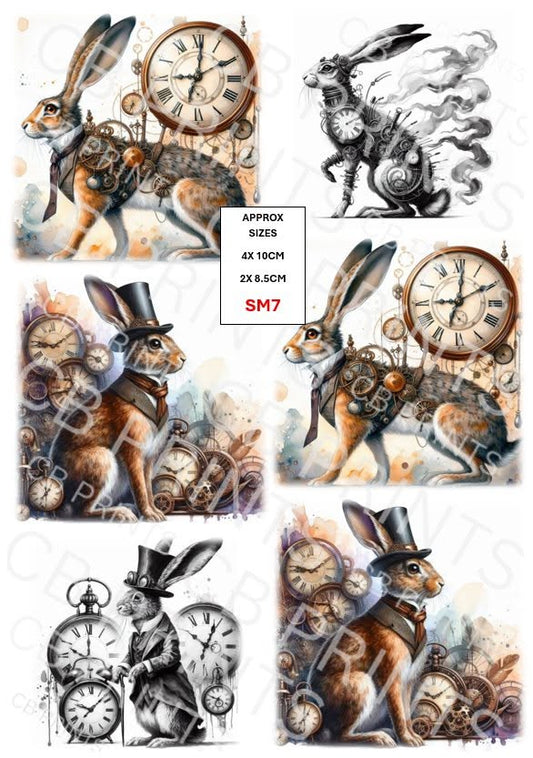Steampunk Hare - Rabbit Decoupage Paper Print SM7 – Mulberry Paper