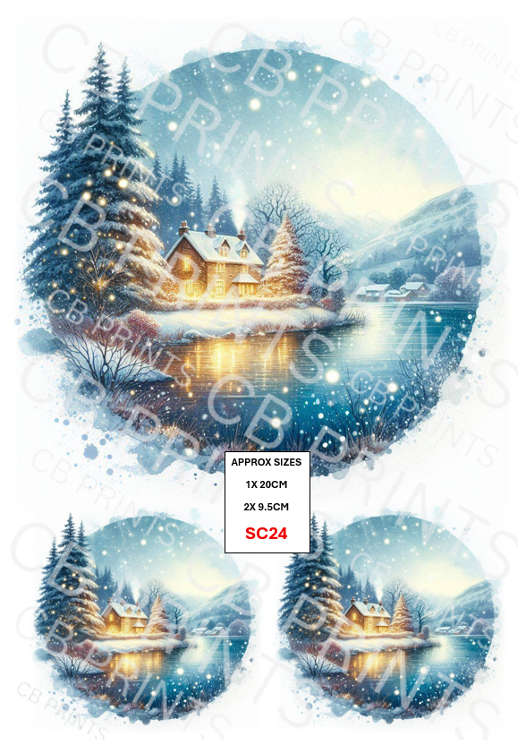 Scenic Winter Decoupage Print SC24 | Mulberry Paper