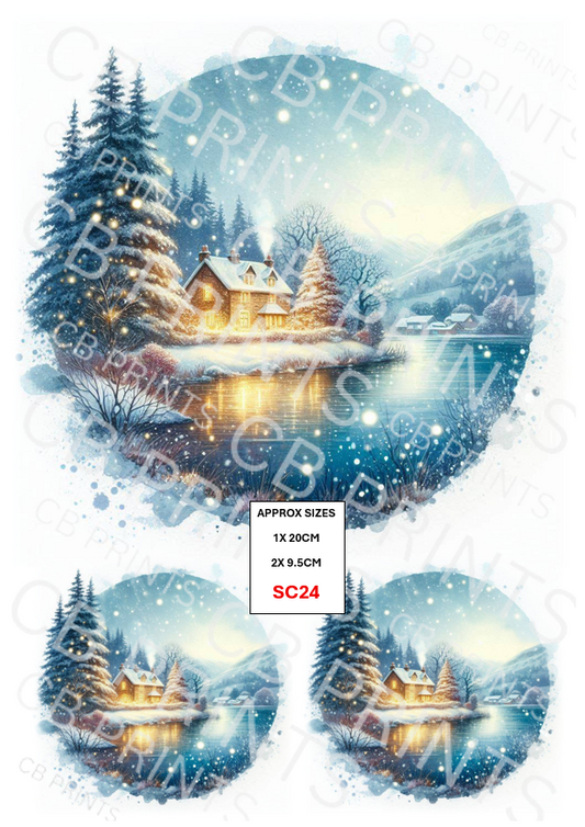 Scenic Winter Decoupage Print SC24 | Mulberry Paper