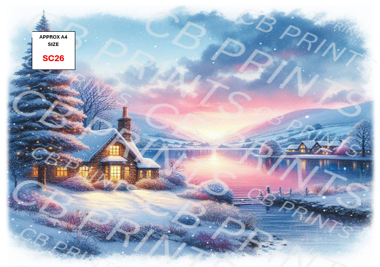 Scenic Winter Decoupage Print SC26 | Mulberry Paper