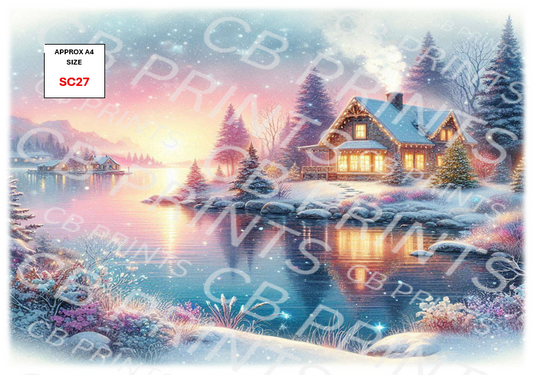 Scenic Winter Decoupage Print SC27 | Mulberry Paper