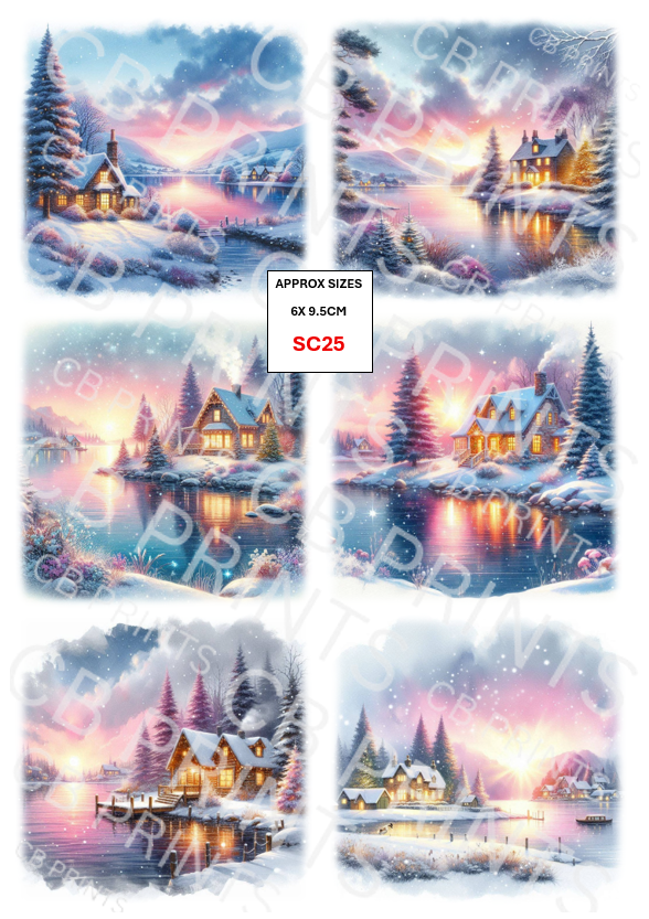 Scenic Winter Decoupage Print SC25 | Mulberry Paper