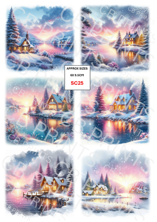 Scenic Winter Decoupage Print SC25 | Mulberry Paper