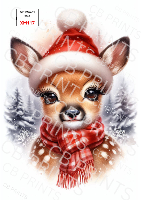 Christmas Deer Decoupage Print XM117 | Mulberry Pape