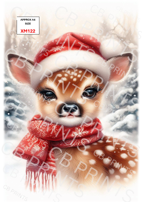 Christmas Deer Decoupage Print XM122 | Mulberry Pape