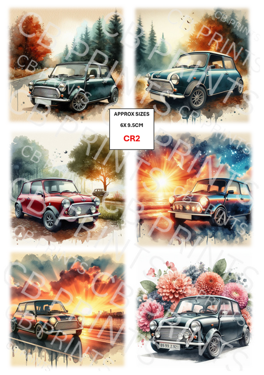 Mini Car Decoupage Print CR2 | Mulberry Paper