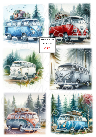 Campervan Decoupage Print CR3 | Mulberry Paper