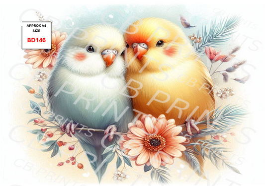 Budgie Bird Decoupage Print BD146 | Mulberry Paper