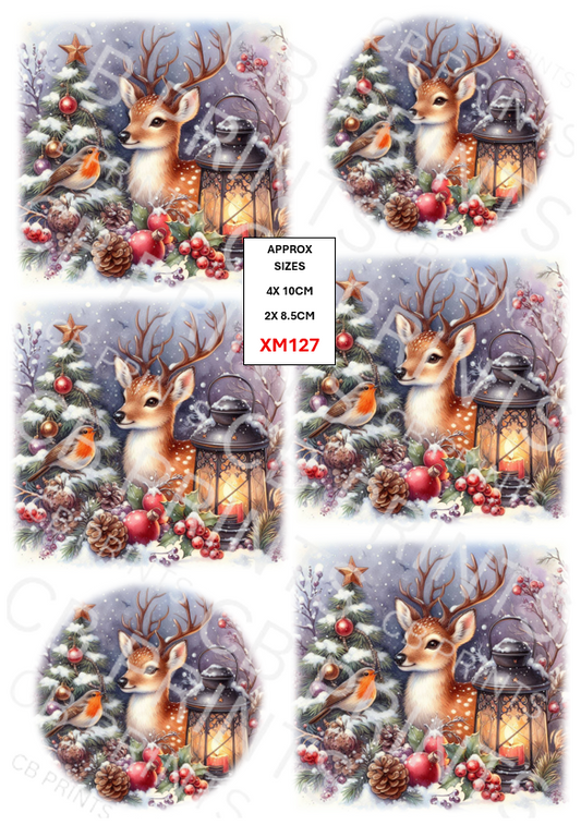 Christmas Stag Decoupage Print XM127 | Mulberry Pape