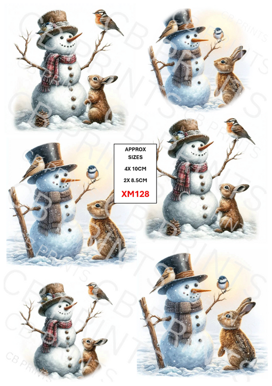 Christmas snowman Decoupage Paper Print XM128 – Mulberry Paper