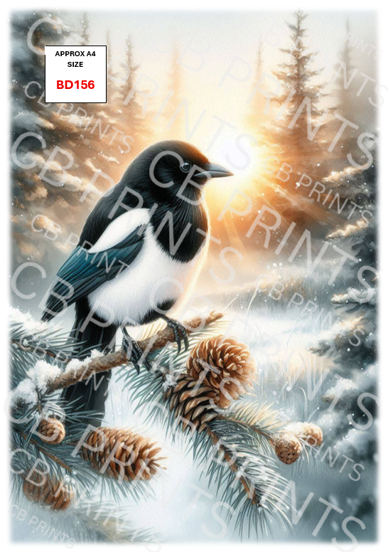 Magpie Bird Decoupage Print BD156 | Mulberry Paper
