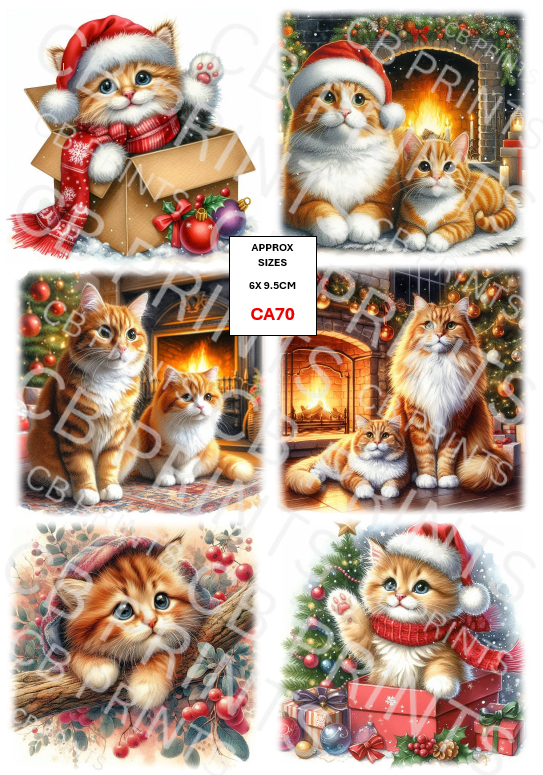Christmas Cat Decoupage Paper CA70 – Mulberry Paper Print