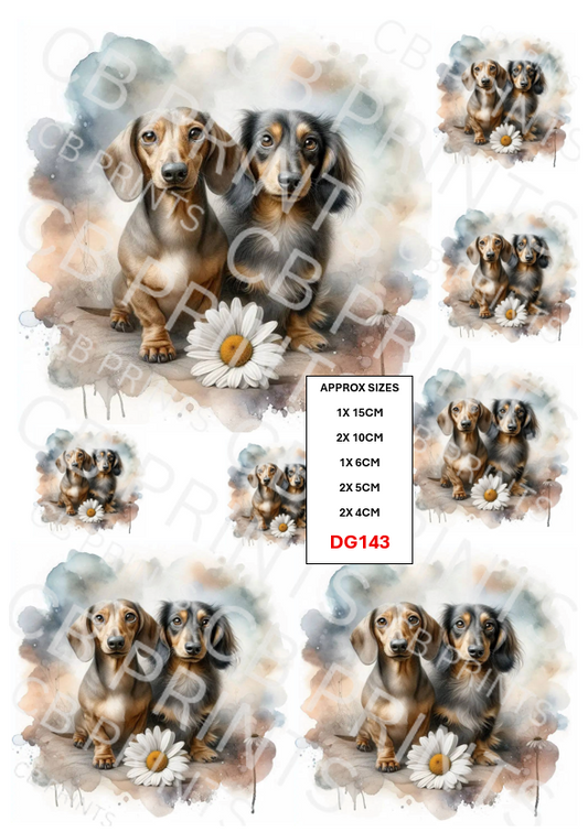 Dachshund Dog Decoupage Print DG143 | Mulberry Paper
