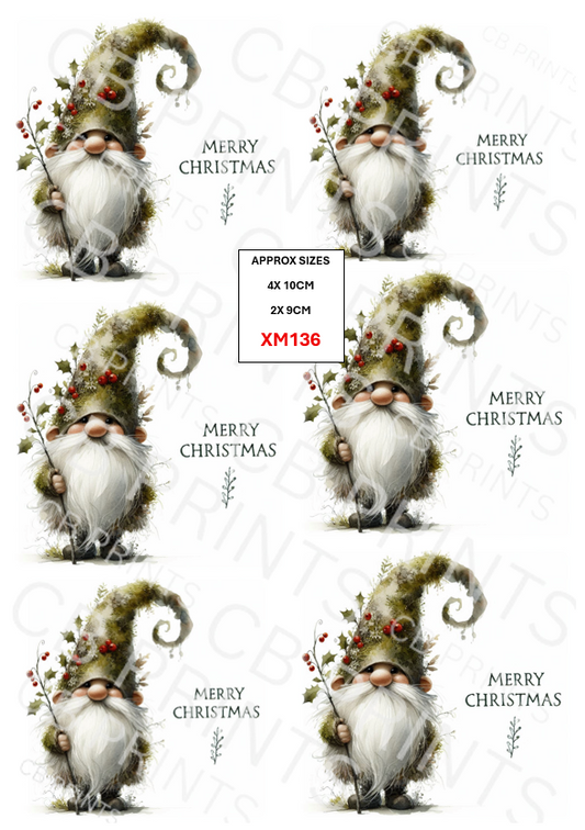 Christmas gonk/gnome Decoupage Paper Print XM136 – Mulberry Paper